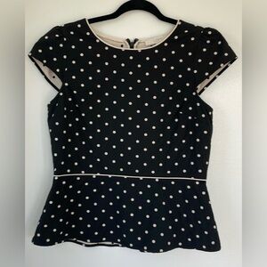 LOFT Black and White Fitted Peplum Blouse